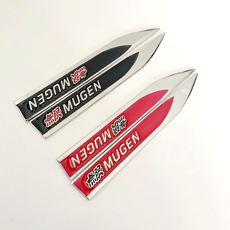 FIQ1 1Pairs 3D Metal Mugen Side Fender Emblem Badge Sticker Car Body Styling Accessories For Honda Civic Odyssey Accord CR-V FIT City