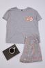 Women's Fashion Gray 100% Cotton Animal Pattern Knitted Pajama Set