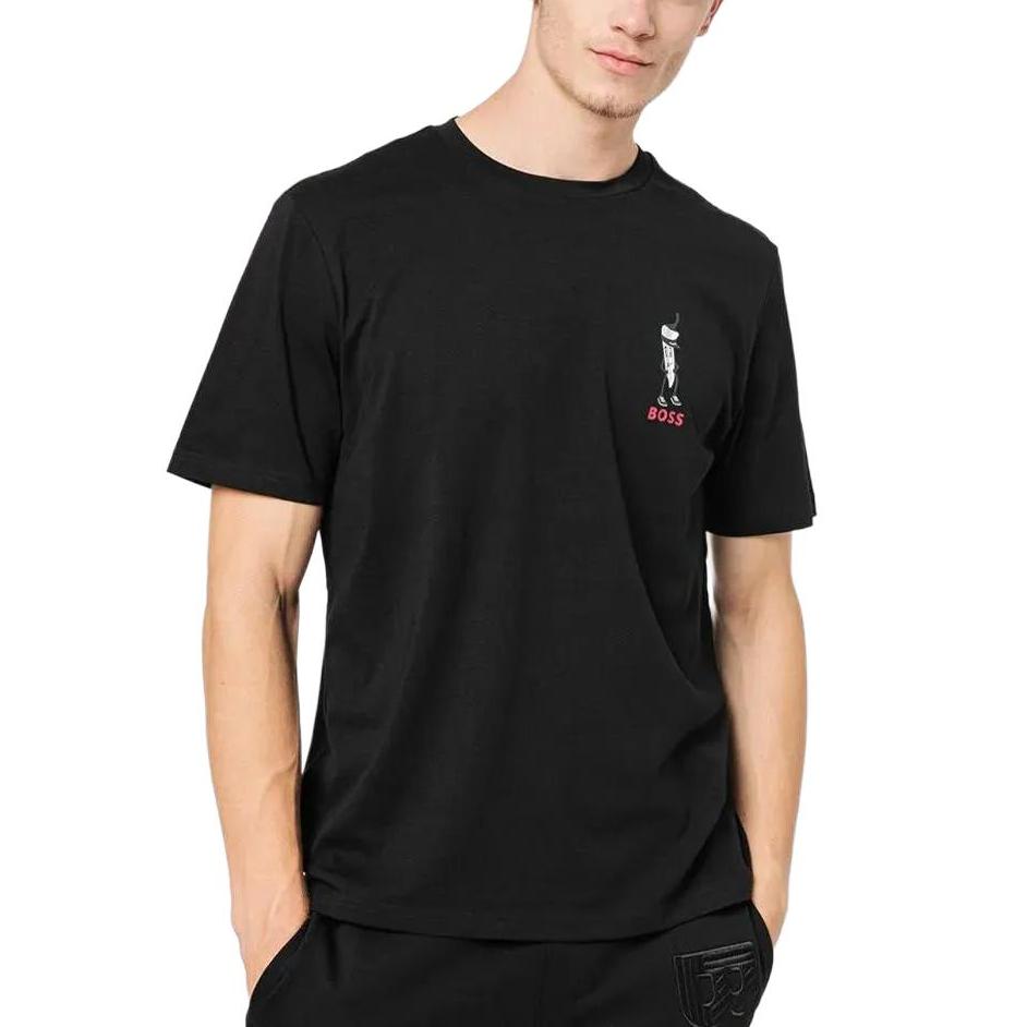 HUGO BOSS T-Shirts Men's Black Crew Neck Moderate Straight Fit 50473065-001