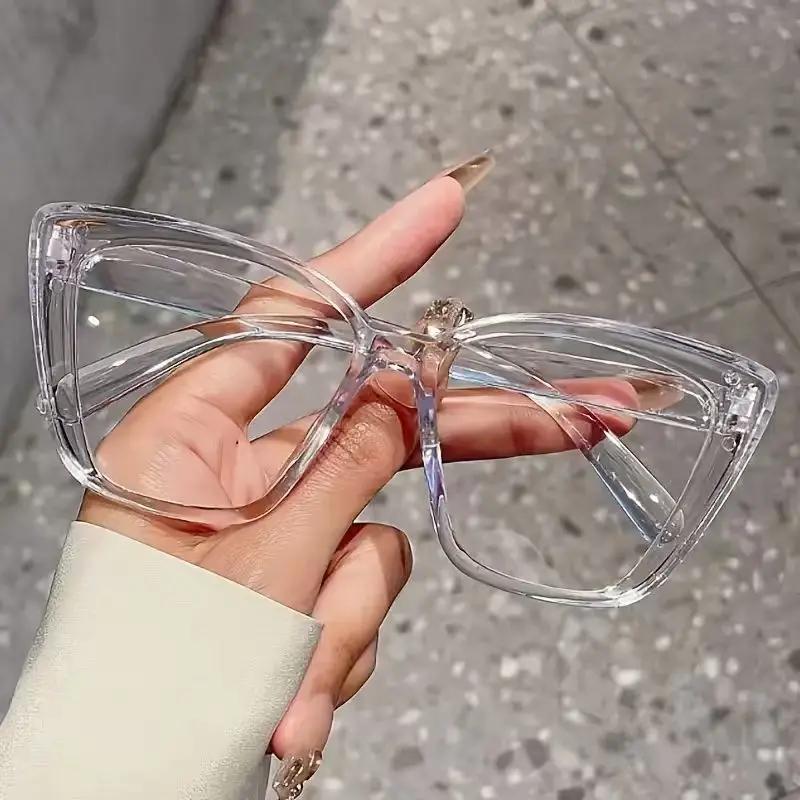 Fashiona Cat-Eye Glasses For Women Oversized Eyeglasses Casual Transparent Glasses Perfect For Daily Wear Everyday Eyewear