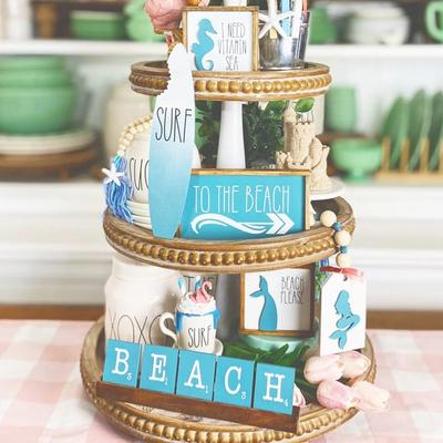 Декор фермерского дома Морской поднос Украшение русалок Многоуровневый поднос Декор многоуровневого подноса