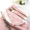 6PCS Rustic Style Burr Edge Cotton Napkin Tassel Design Gauze Tea Towel  Wedding