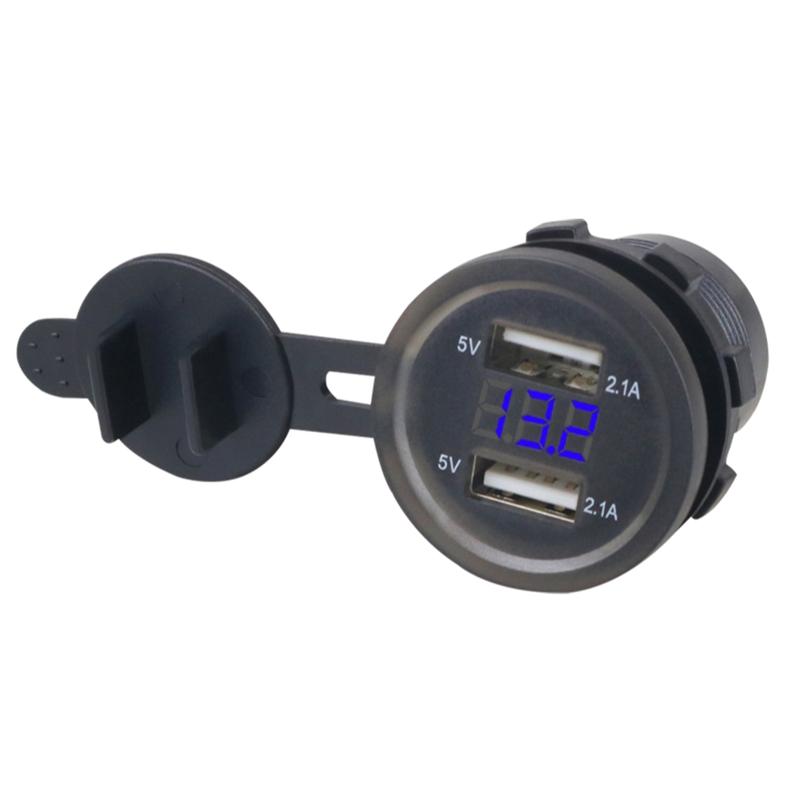 Автомобильный разъем USB с двумя разъемами 12-24 В, вольтметр, светодиодный автомобильный адаптер питания