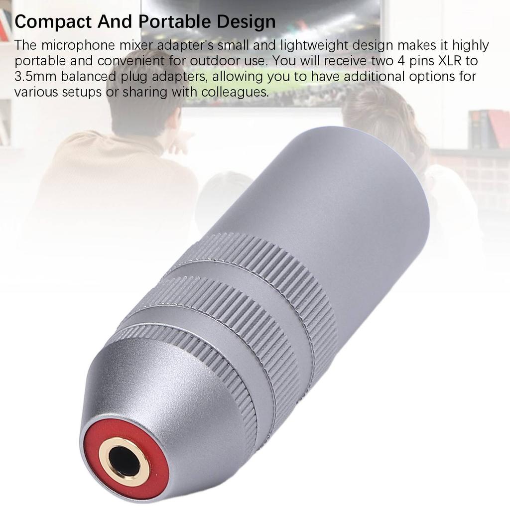 2 шт. Адаптер микрофонного микшера 4-контактный XLR на 3,5 мм гнездовой сбалансированный стереоразъем для кабеля-адаптера
