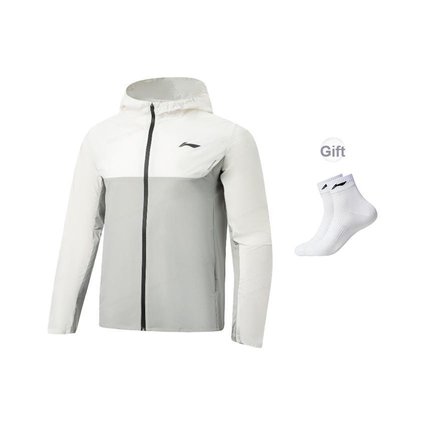 Мужская куртка Li Ning из серии для бега, с капюшоном, защитой от УФ-излучения и водоотталкивающими свойствами AFDW453-3