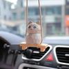 Cat Car Hanging Ornament Cartoon Cat Rearview Mirror Air Charm Cute Cat Interior Decoration for Cat Lovers