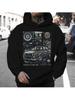 Unisex Vintage Car Graphic Hoodie, Classic Automobile Print Pullover with Kangaroo Pocket, Retro Casual Long Sleeve Sweatshirt for