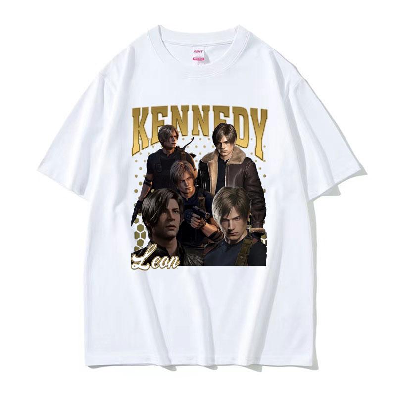 Limited Leon Kennedy Vintage Graphic T Shirt Dent Evil 4 Harajuku Movie Tee Shirt Unisex Women Fashion Oversized Tshirt Streetwear