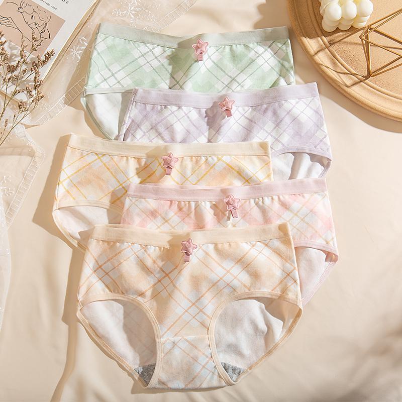 5Pcs Women‘s Panties Cotton Breathable Underwear Seamless Cute Bow Girls Briefs Female Lingerie