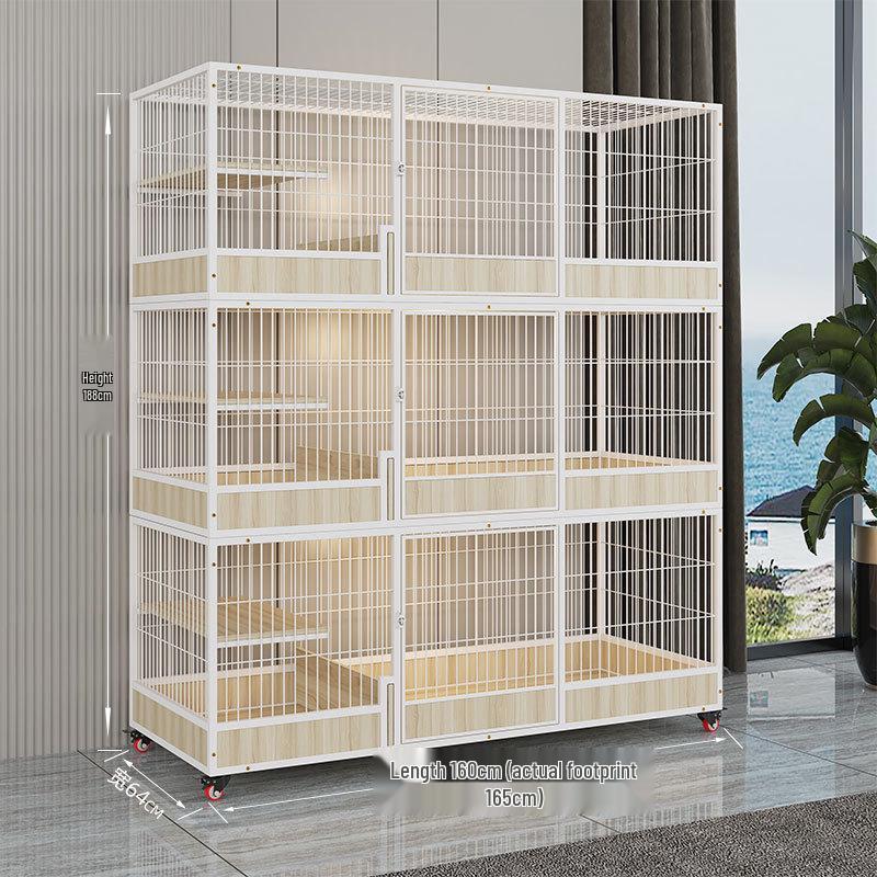 Solid Wood Multi-Layer Cat House Cage with Large Space for Breeding