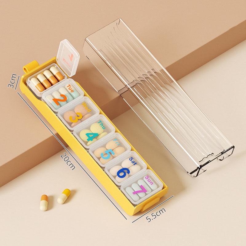 Candy Color Weekly Pill Organizer BPA Free Travel 7 Day Pill Box Case Large Compartment For Vitamins Supplements and Medication