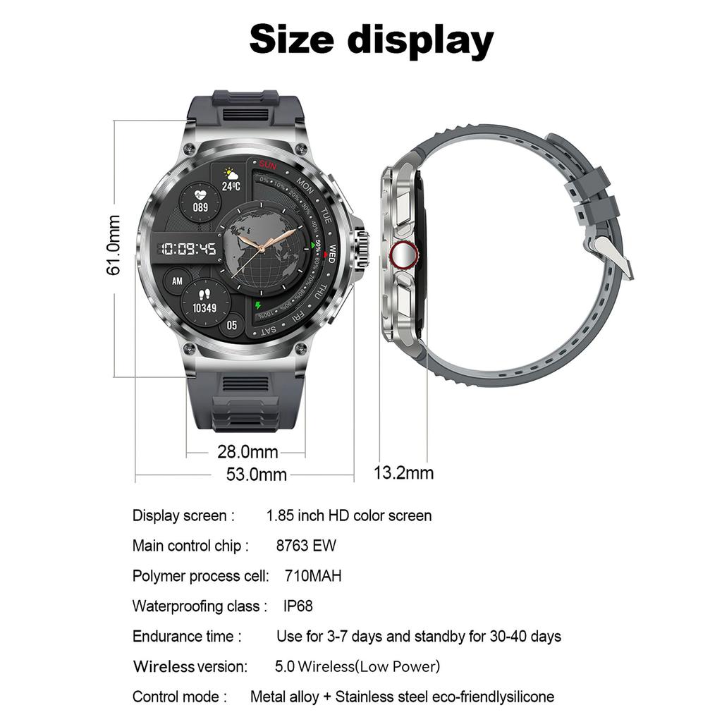 LIGE Новые Смарт-часы с аккумулятором большой емкости 710 мАч, мужские спортивные часы на открытом воздухе, отслеживание здоровья, водонепроницаемый смарт-браслет, умные часы с Bluetooth-вызовом, подарок 2024 г.