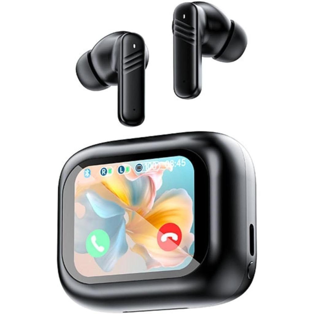 Active Noise Cancelling Earbuds ANC Smart Touch Screen Bluetooth 5.4 Ear Buds Earphones for iPhone Android True Wireless Earbuds for Sport Workout Gym