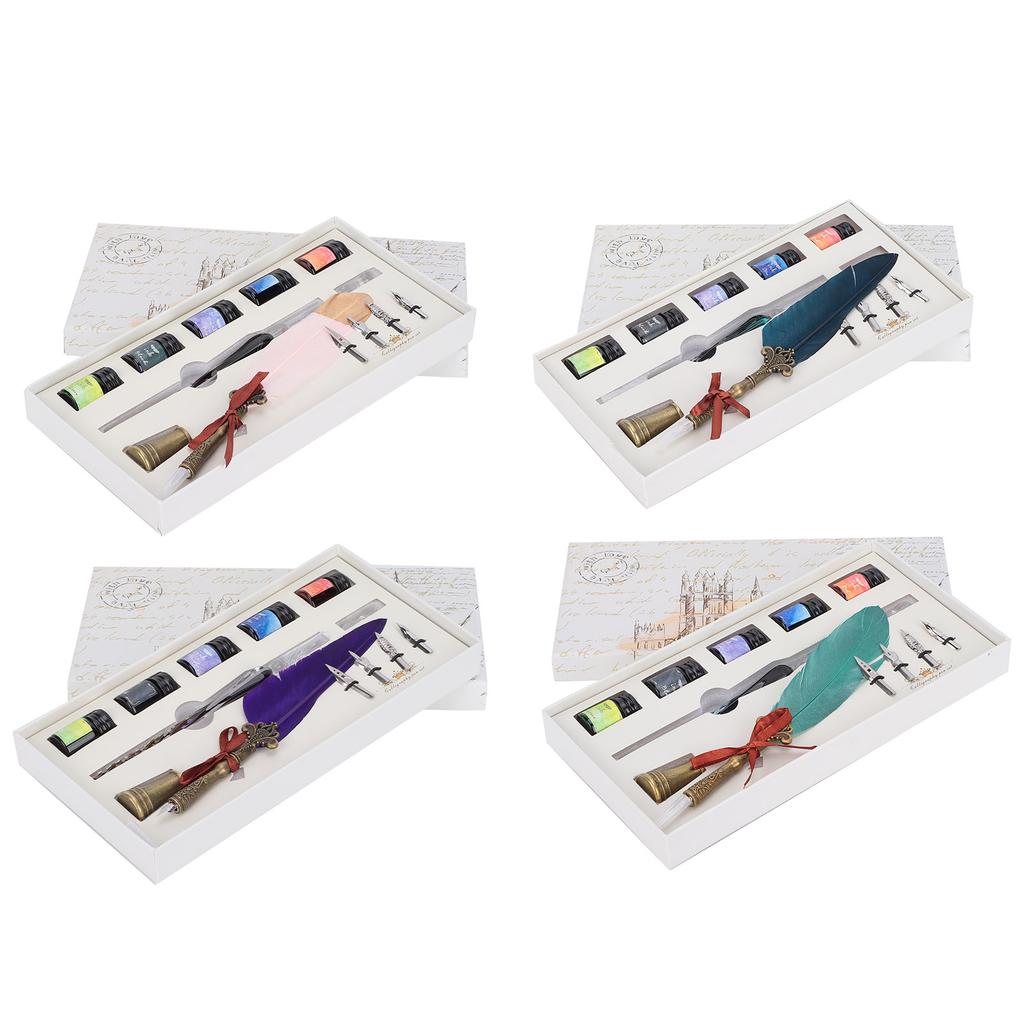 Calligraphy Pen Set Glass Ink Fountain Pen with Replaceable Nib Writing Gift Box Kit