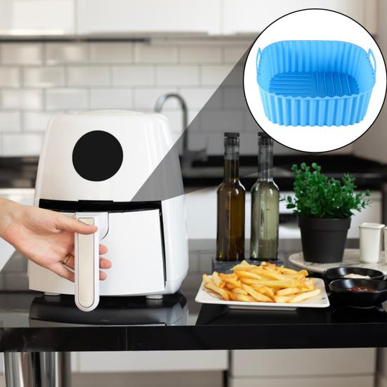 Силиконовая корзина для аэрофритюрницы - Многоразовая, Антипригарная, Не содержит БФА, Термостойкая с ручками