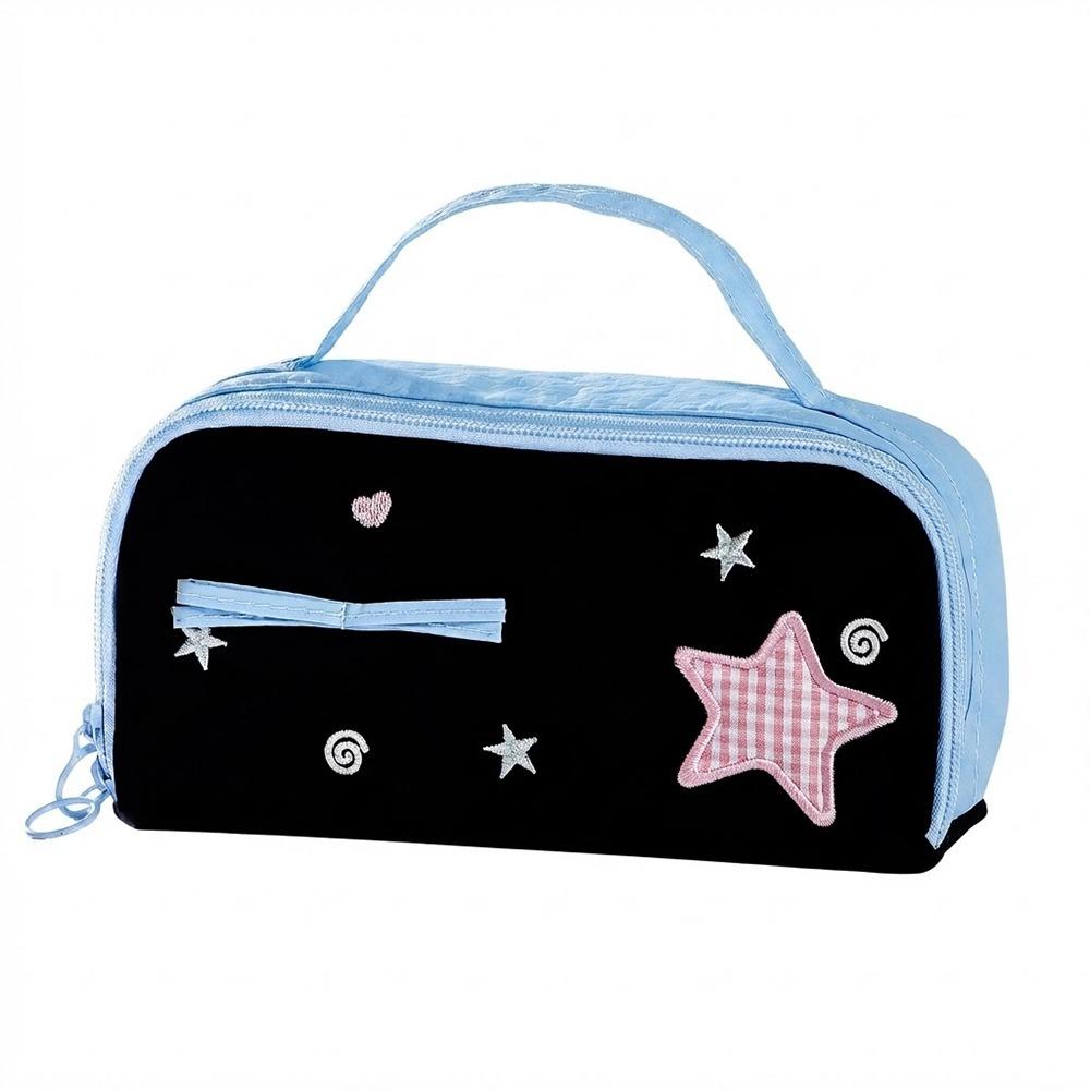 With Handle Pencil Case Star Design Stationery Bag Kawaii Pencil Pouch  Students