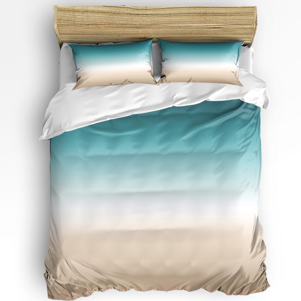 Градиентный серо-голубой пододеяльник, комплект постельного белья для кровати, домашний текстиль, пододеяльник, наволочки, комплект постельного белья для спальни, двуспальный комплект постельного белья, без простыни