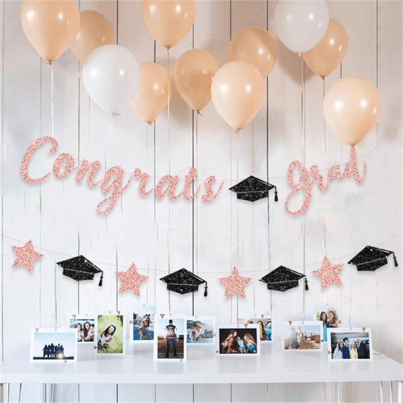 Glittering Graduation Party Hanging Decoration Congrats Grads Hanging Ornament for Class of 2025 for School Graduate