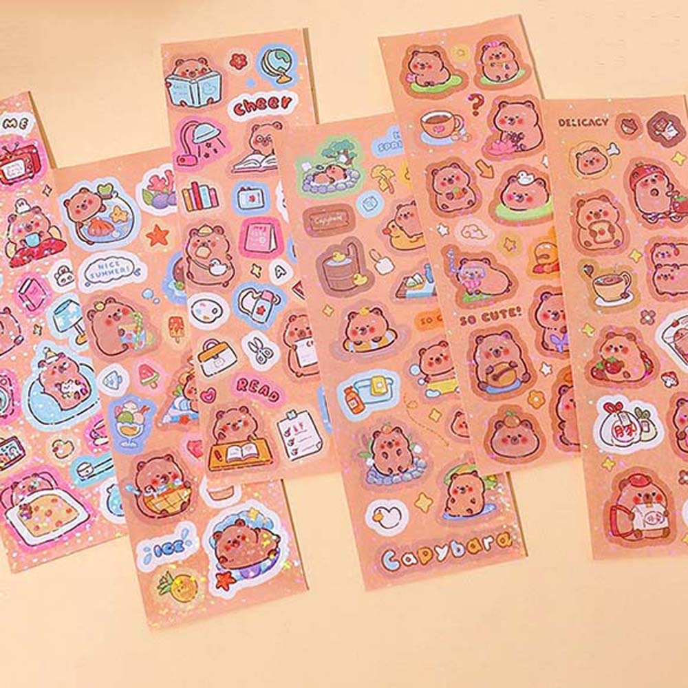 10Sheets Scrapbooking Capybara Stickers School Supplies Kids Toys Sticker Notebook