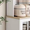 Freestanding Kitchen Cupboard, Storage Cabinet with Doors and Adjustable Shelves, Counter Top, Grid Glass Doors, 80L x 37W x 183H cm - White