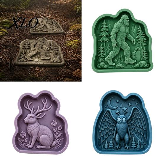 Home Garden Craft Supply Reusable Rabbit Stepping Stone Mold, Concrete Cement Casting Mold for DIY Flexible Silicone Pouring Walkway Decor, Path Mould