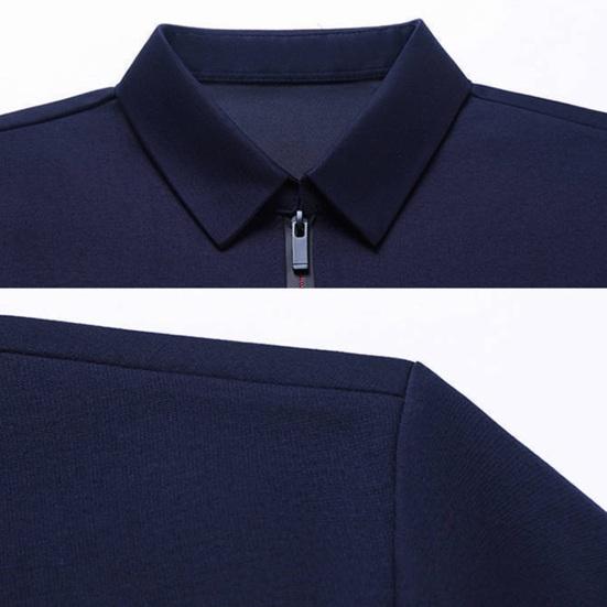 Мужская однотонная деловая рубашка с лацканами на молнии и вырезом, пуловер с длинными рукавами, топы, весенне-осенняя облегающая рабочая футболка