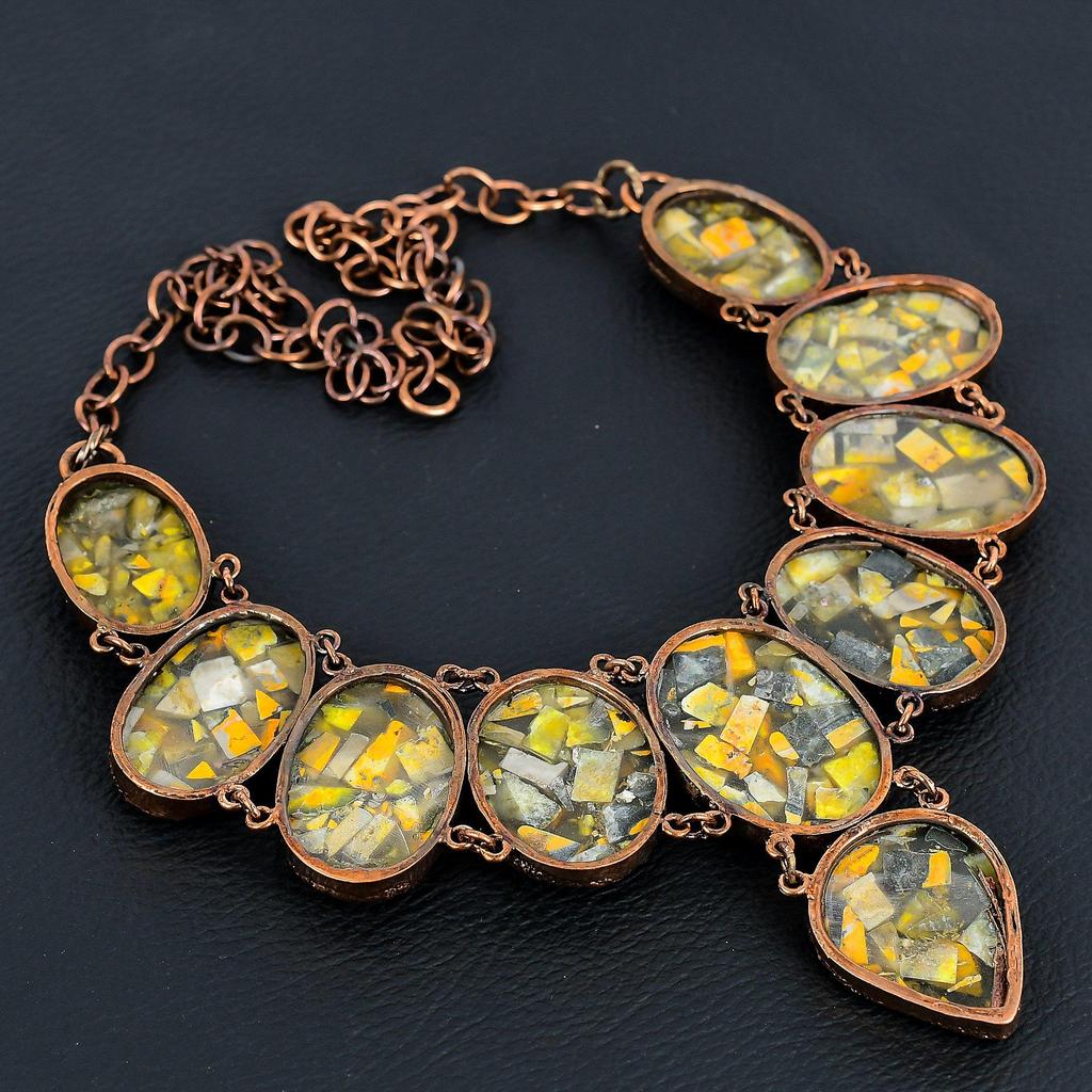 Copper Bumblebee Necklace Gemstone Jewelry, Copper Electroformed Necklace, Adjustable Handmade Beautiful Jewelry Chain Necklace