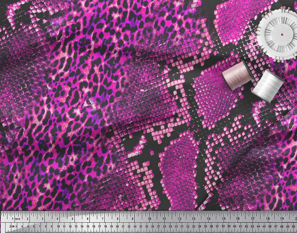 Soimoi Оранжевая японская креп-сатиновая ткань с принтом леопарда и змеиной кожи животных ткань для рукоделия по метрам 42 дюйма