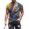 Summer New Men T-Shirt Color Halo Graphic 3D Printed O Collar Short Sleeve Fashion Loose Interesting Breathable Plus Size Top