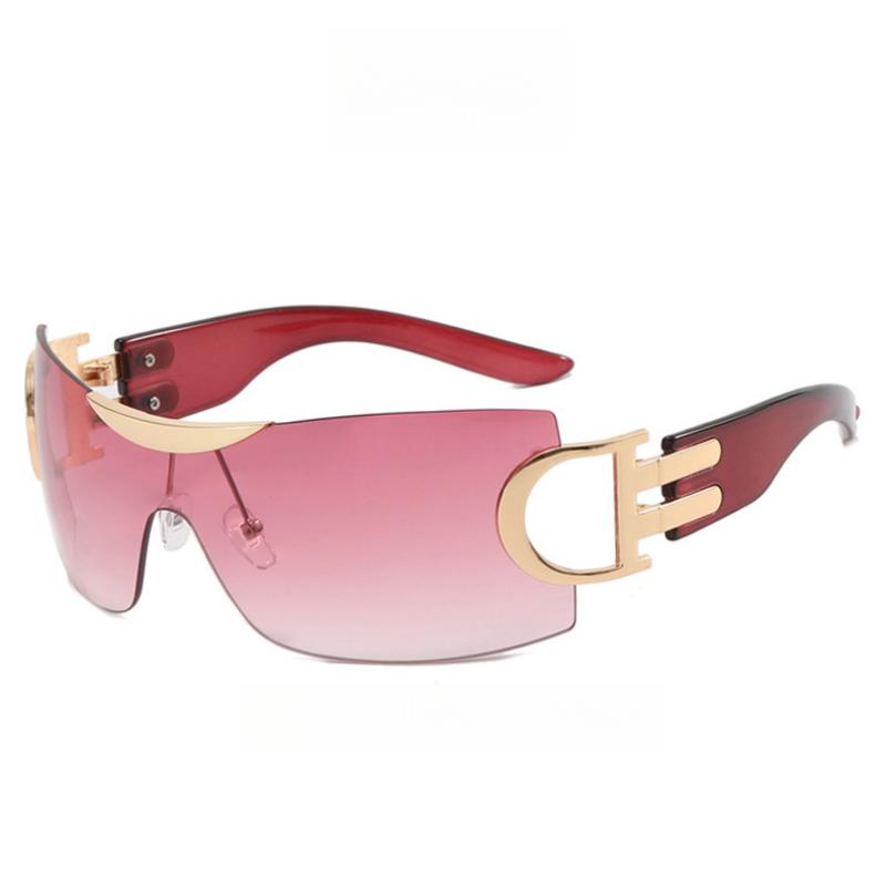 Безрамочные женские солнцезащитные очки Y2K в футуристичном стиле для уличных вечеринок, пляжные аксессуары