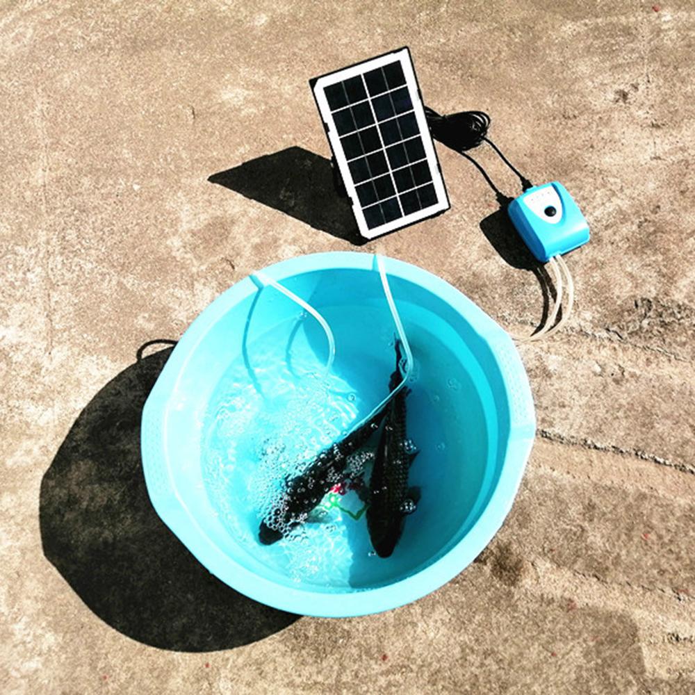6V 3.5W Solar Air Pump Fish Tank Oxygenator with Dual Aquarium Pipe & Air Bubble Stone Outdoor Pond