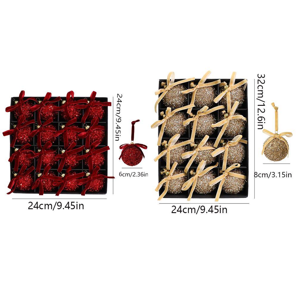 12 /16 Pcs Glitter Xmas Tree Hanging Balls Shatterproof Christmas Tree Decoration Christmas Decor