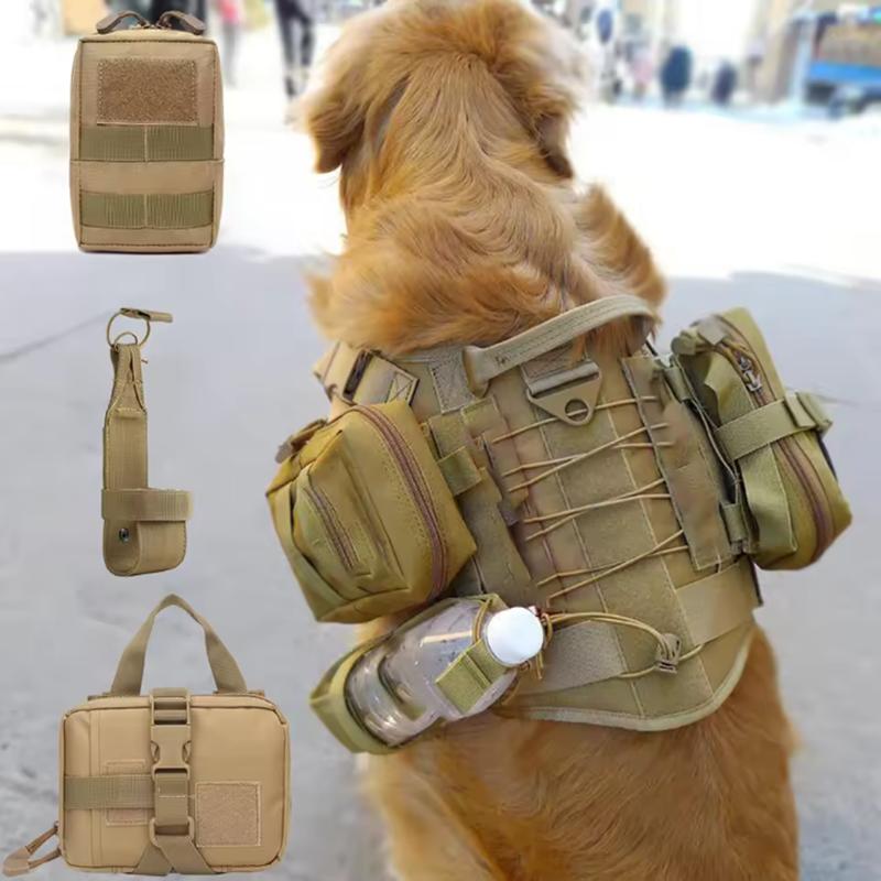 3pcs dog tactical bag set can be fixed on the straps, Multifunctional training bag vest can hang water bottles
