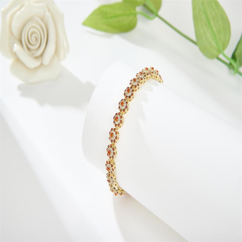 Роскошный цветочный браслет, позолоченные 18-каратного циркона, браслеты с цветочным дизайном для женщин