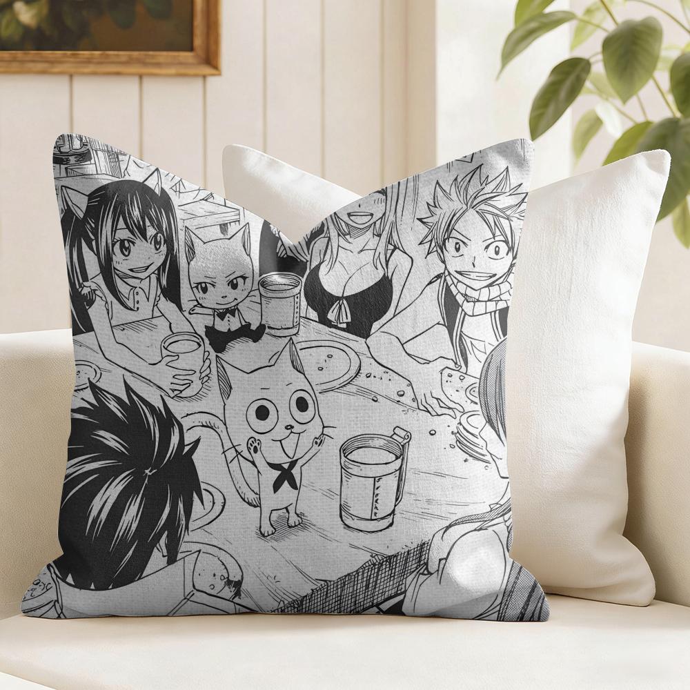 FFairy Tail Anime Cushion Cover Eco Linen Pillow Case DoubleSided Print Breathable Durable Zipper Home Decor Gift