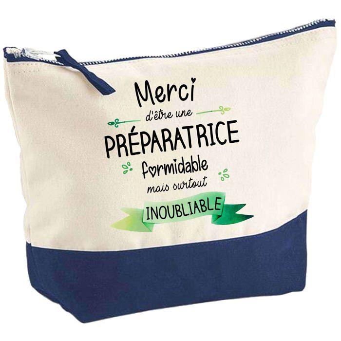 Trousse de maquillage - PLANETEE - Merci Préparatrice Inoubliable - Grand format - Coton - Impression HD fabriquée en France