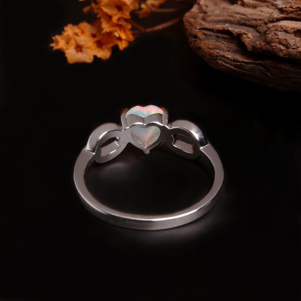 Милый романтический стиль Камень октября Натуральный опал в форме сердца кольцо Серьги комплект украшений для женщин и девочек подарок на день рождения