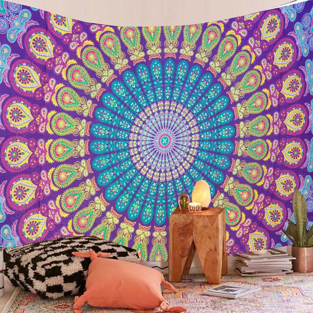 Indian Mandala Tapestry Wall Hanging Colorful Boho Home Decor Beach Throw Rug Blanket Room Decor Aesthetic Bohemian Tapestries