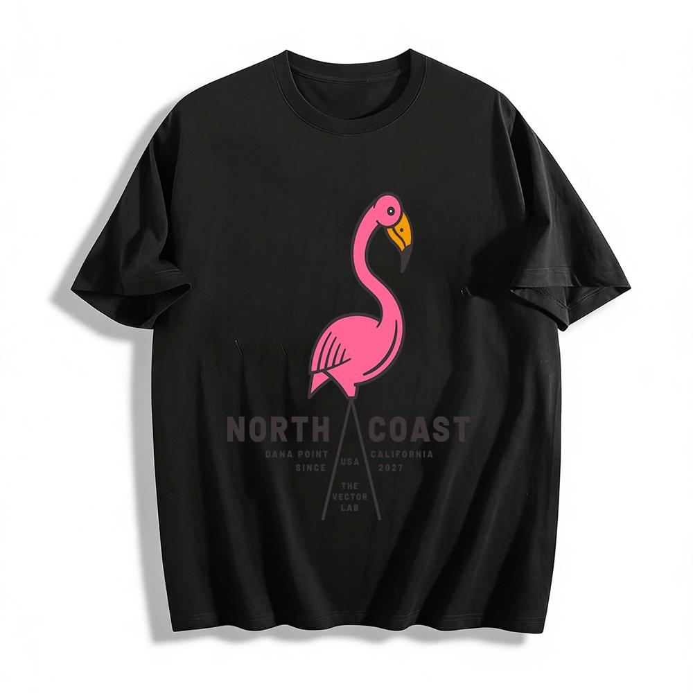 North Coast Dana Point Футболка с принтом фламинго Повседневная футболка США Чистый хлопок