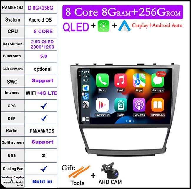 DSP 10 дюймов для Toyota Camry 40 2007-2011 IPS/QLED экран автомобильное радио Android 14 Авторадио Мультимедиа Видео Навигация GPS