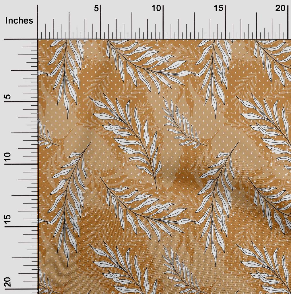 oneOone Cotton Flex Brown Fabric Tropical Leaf With Dot Quilting Supplies Print Sewing Fabric By The Yard 40 Inch