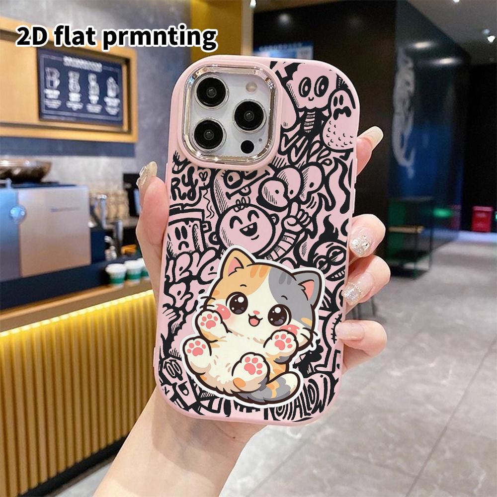 Phone case: 2D flat design suitable for iPhone 18 17 16 15 14 13 Pro protective case, couple style, black cat, Christmas and Halloween gift ...