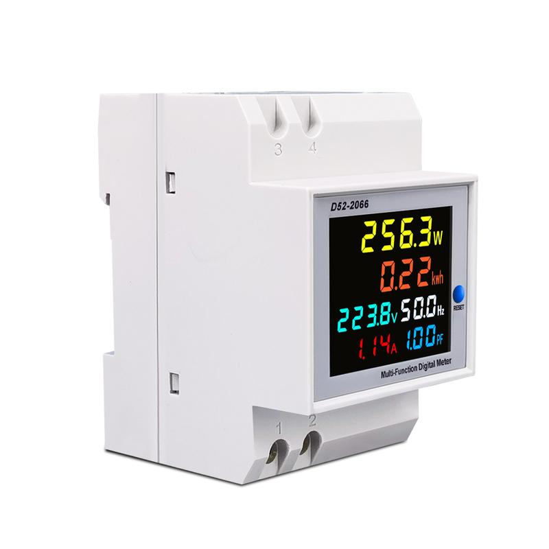 Din Rail AC Monitor 6IN1 110V 220V 380V 100A Voltage Current Power Factor Active KWH Electric Energy Frequency Meter VOLT AMP