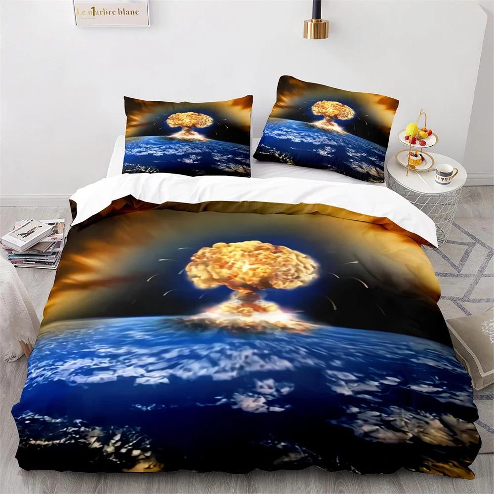 Explode Duvet Cover Collection Orange Firework Shaped Pattern Polyester Comforter Cover King Queen Size For Boys Girl Bedding Collection