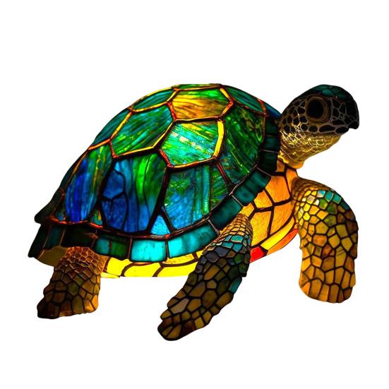 Stained Glass Animal Table Lamp Battery Operated Vintage Animal Night Light Home Office