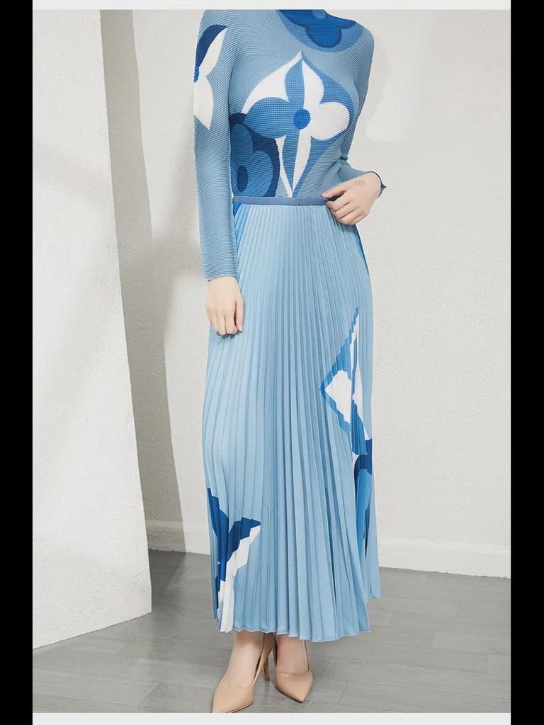 Женский костюм-двойка с плиссированной юбкой в стиле ретро, весна/осень 2024 г.