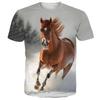 Животное Лошадь 3D Цифровая Печать Мужская Повседневная Футболка с Круглым Вырезом и Коротким Рукавом