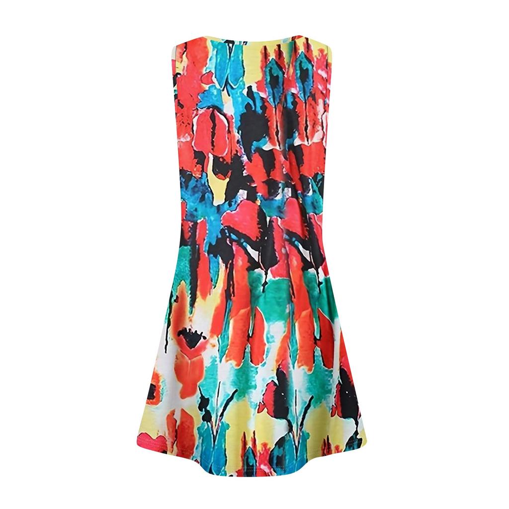 Womens Summer Dresses Loose  Sleeveless Sundresses Dress With Pockets