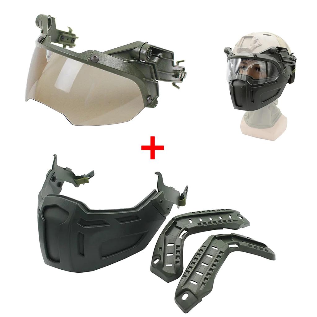 New Tactical FAST Helmet Half Face Mask With Flip Goggles Hunting Airsoft CS Game Paintball Mask Helmet Accessories Gear
