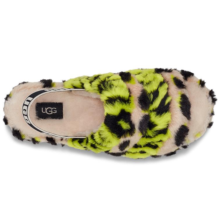 UGG FLUFF YEAH Fabric Sandals Women's Lime (Unisex) One-Strap Sandals 1127073 KLM